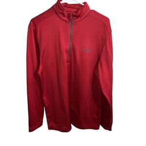 CALLAWAY Long Sleeved Red Golf 1/4 Quarter Zip Pullover Size M